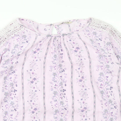 Womens UK Size 10 M&Co Purple Basic T-Shirt