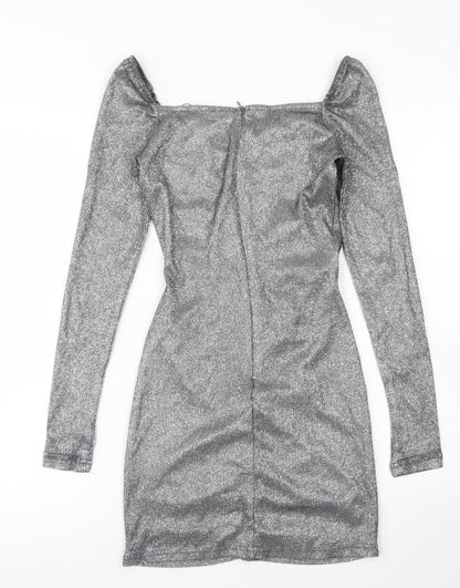 Femme Luxe Womens Silver  Polyester Bodycon  Size S  Sweetheart