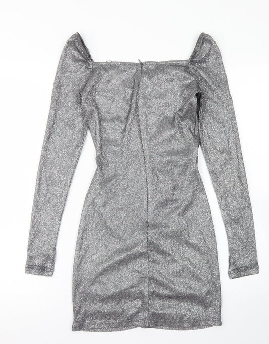 Femme Luxe Womens Silver  Polyester Bodycon  Size S  Sweetheart