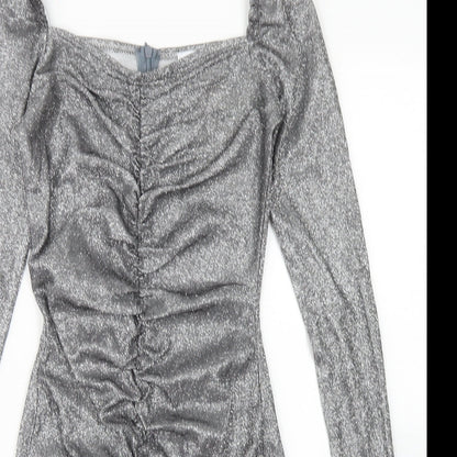 Femme Luxe Womens Silver  Polyester Bodycon  Size S  Sweetheart