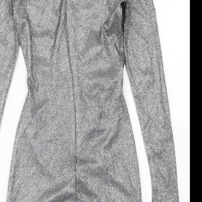 Femme Luxe Womens Silver  Polyester Bodycon  Size S  Sweetheart