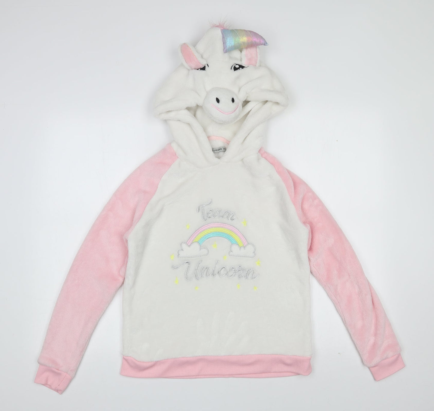 I Believe In Unicorns Womens White  Polyester Top Pyjama Top Size 8   - Rainbow