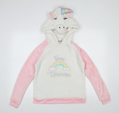 I Believe In Unicorns Womens White  Polyester Top Pyjama Top Size 8   - Rainbow