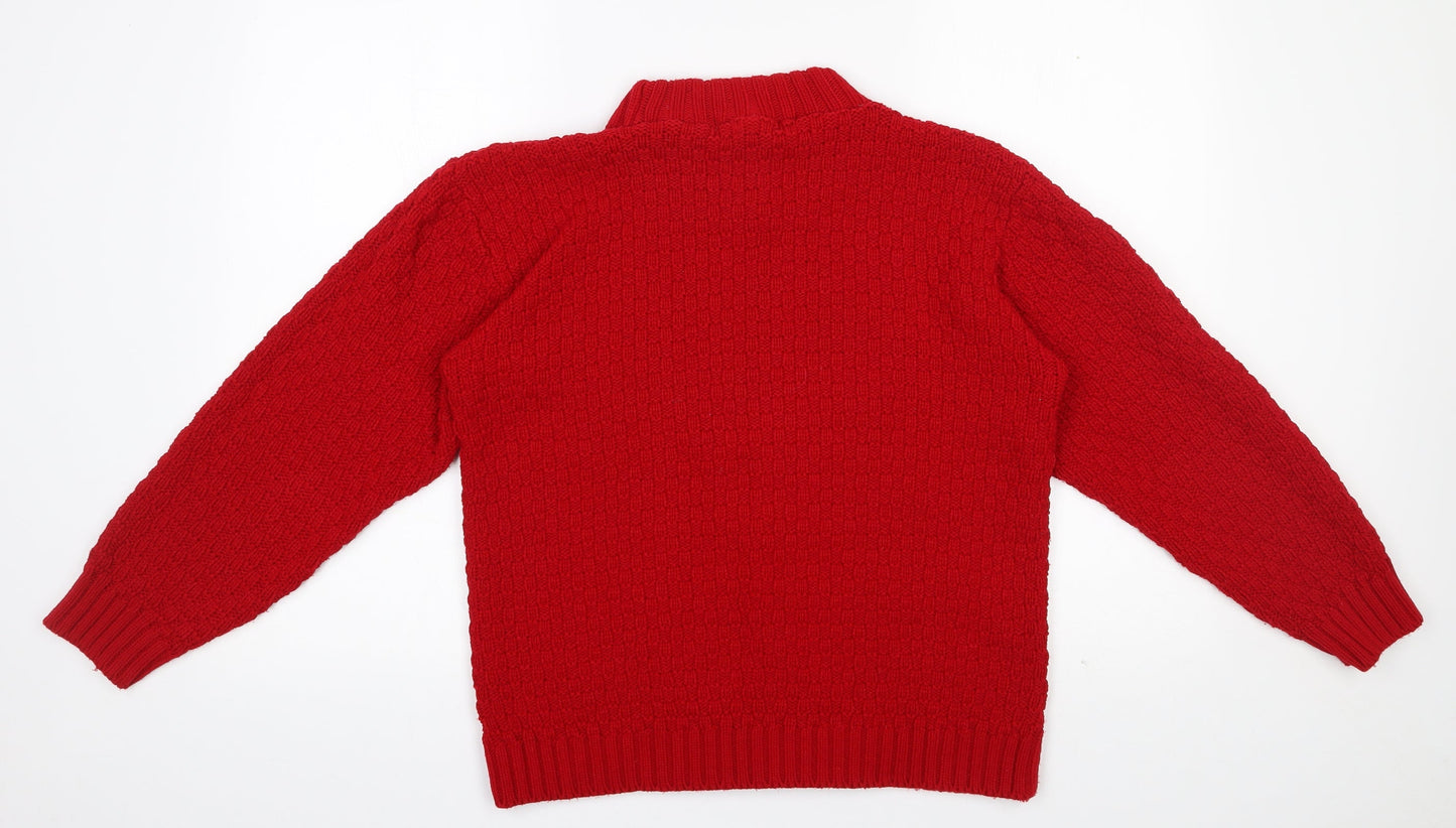 Womens UK Size M PINK Red Pullover Jumper
