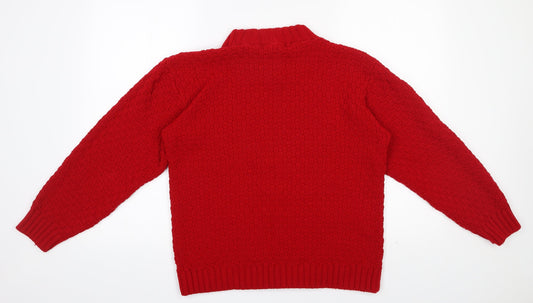 Womens UK Size M PINK Red Pullover Jumper