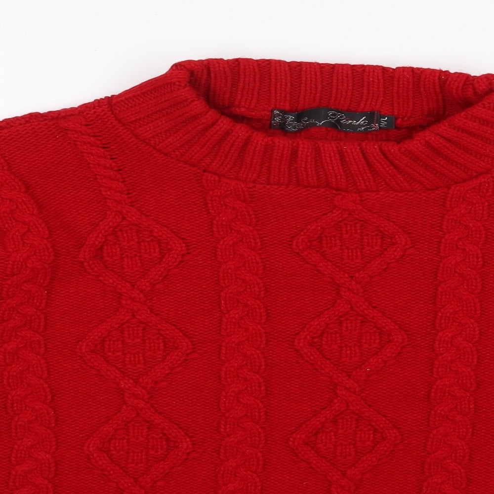 Womens UK Size M PINK Red Pullover Jumper