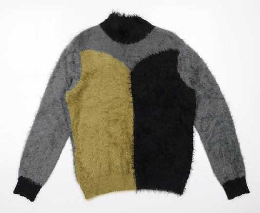 Klass Womens Grey High Neck  Acrylic Pullover Jumper Size M