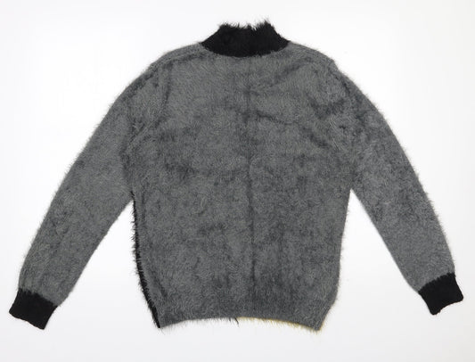 Klass Womens Grey High Neck  Acrylic Pullover Jumper Size M