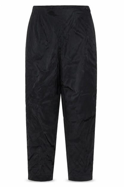 Front view of Marks & Spencer women’s black nylon trousers, size UK 12, 26.5-inch leg regular zip