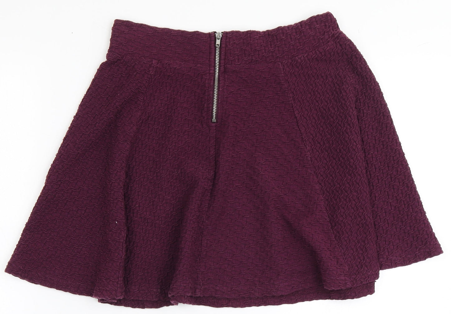 H&M Womens Purple  Cotton A-Line Skirt Size S   Zip