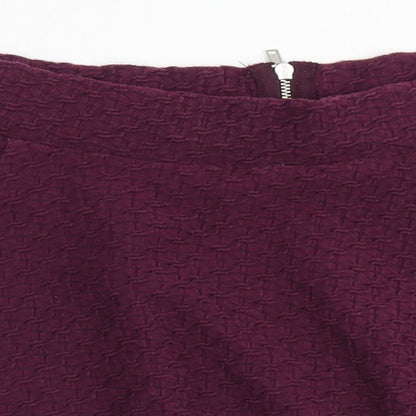 H&M Womens Purple  Cotton A-Line Skirt Size S   Zip