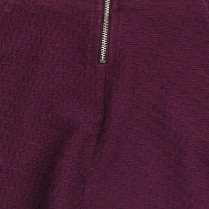 H&M Womens Purple  Cotton A-Line Skirt Size S   Zip