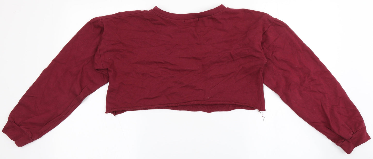 PRETTYLITTLETHING Womens Red  100% Cotton Pullover Sweatshirt Size 6   - Cropped
