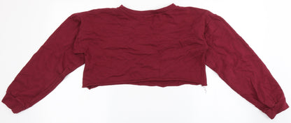 PRETTYLITTLETHING Womens Red  100% Cotton Pullover Sweatshirt Size 6   - Cropped