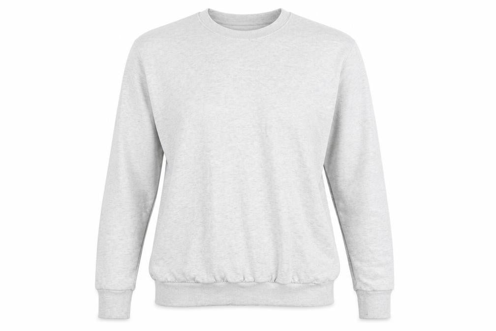 Front view of H&M women’s grey cotton pullover sweatshirt, size S