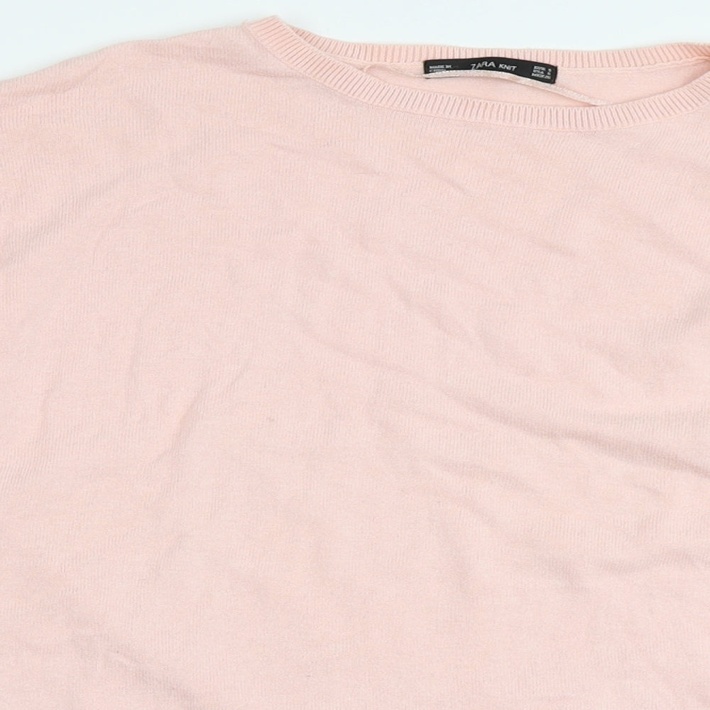 Womens UK Size S Zara Knit Pink Pullover Jumper