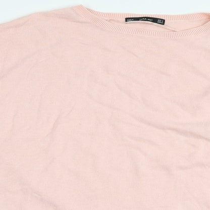Womens UK Size S Zara Knit Pink Pullover Jumper