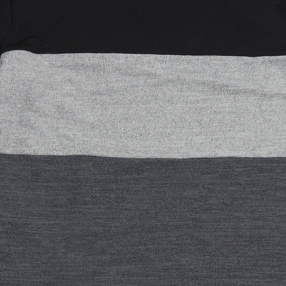 SheIn Womens Black Striped Polyester Basic T-Shirt Size S Round Neck