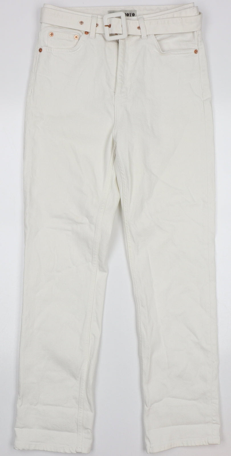 Topshop Womens White  Coir Straight Jeans Size 28 L28 in Regular Button