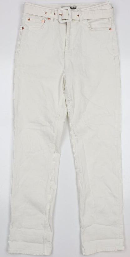 Topshop Womens White  Coir Straight Jeans Size 28 L28 in Regular Button