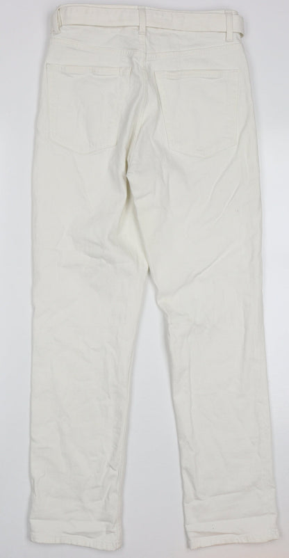 Topshop Womens White  Coir Straight Jeans Size 28 L28 in Regular Button