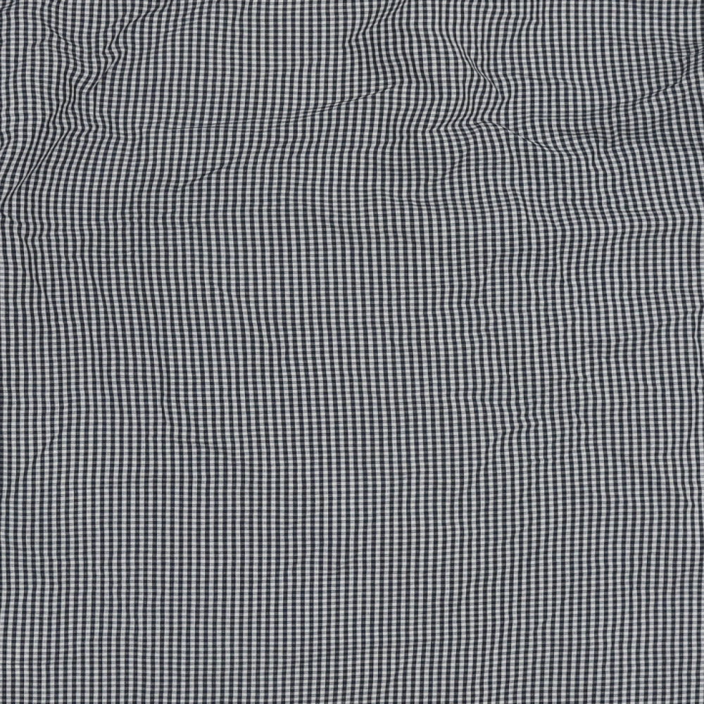 Primark Mens Blue Check Polyester  Button-Up Size 16 Collared Button