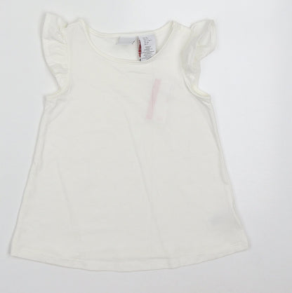 Tahari Girls White  Cotton Basic T-Shirt Size 2-3 Years Crew Neck Pullover