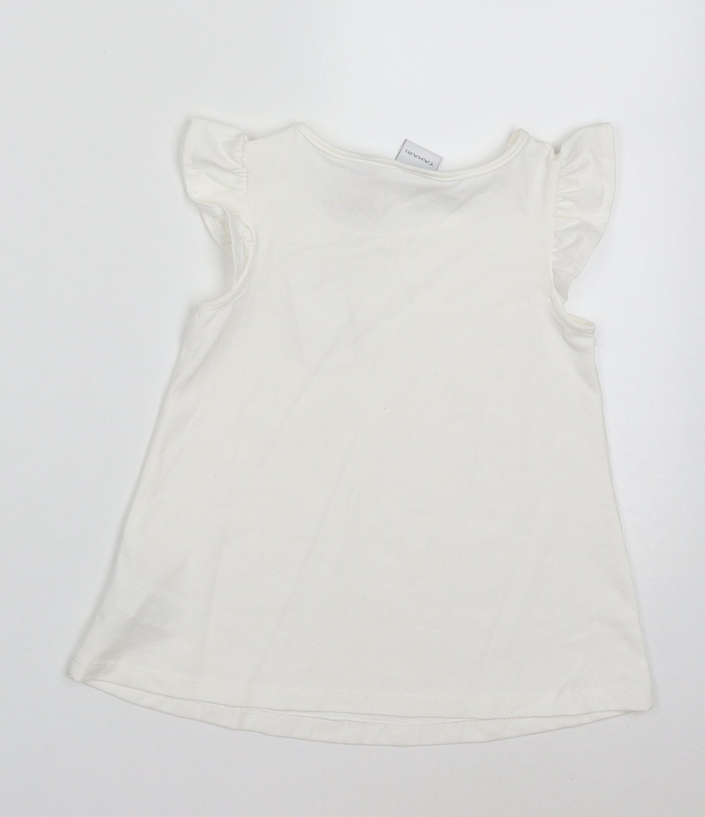 Tahari Girls White  Cotton Basic T-Shirt Size 2-3 Years Crew Neck Pullover