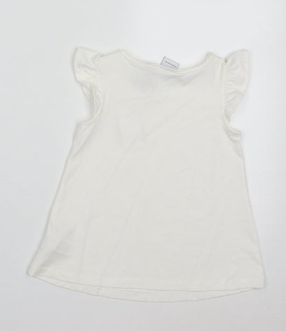 Tahari Girls White  Cotton Basic T-Shirt Size 2-3 Years Crew Neck Pullover