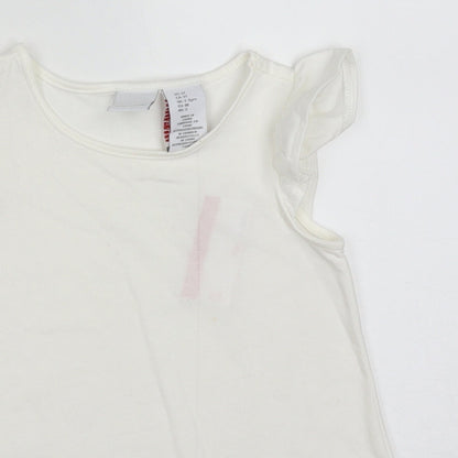 Tahari Girls White  Cotton Basic T-Shirt Size 2-3 Years Crew Neck Pullover