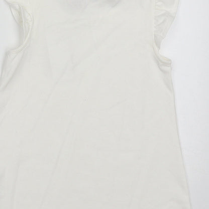 Tahari Girls White  Cotton Basic T-Shirt Size 2-3 Years Crew Neck Pullover