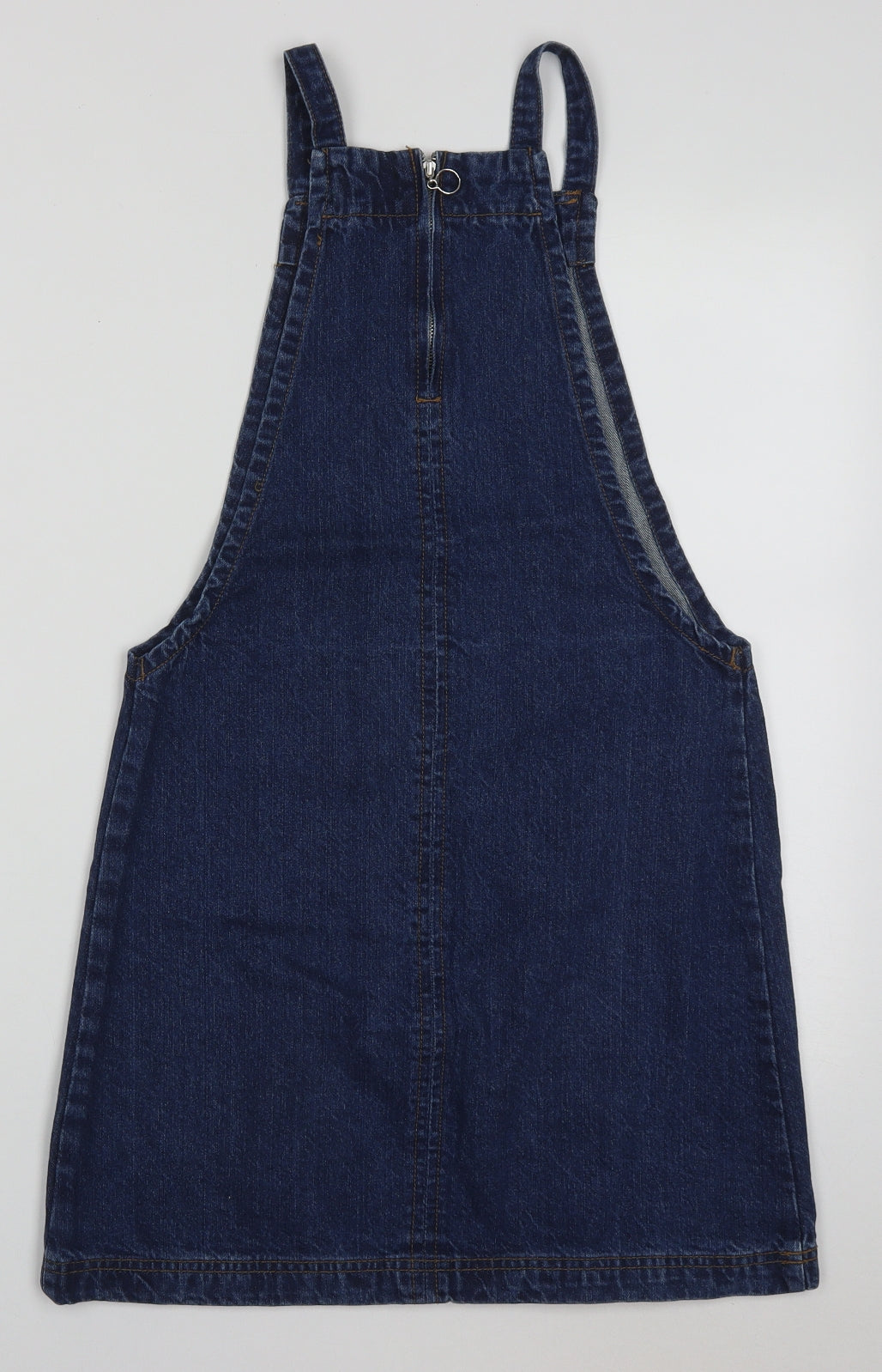 Papaya Womens Blue  Cotton Pinafore/Dungaree Dress  Size 8  Square Neck Zip