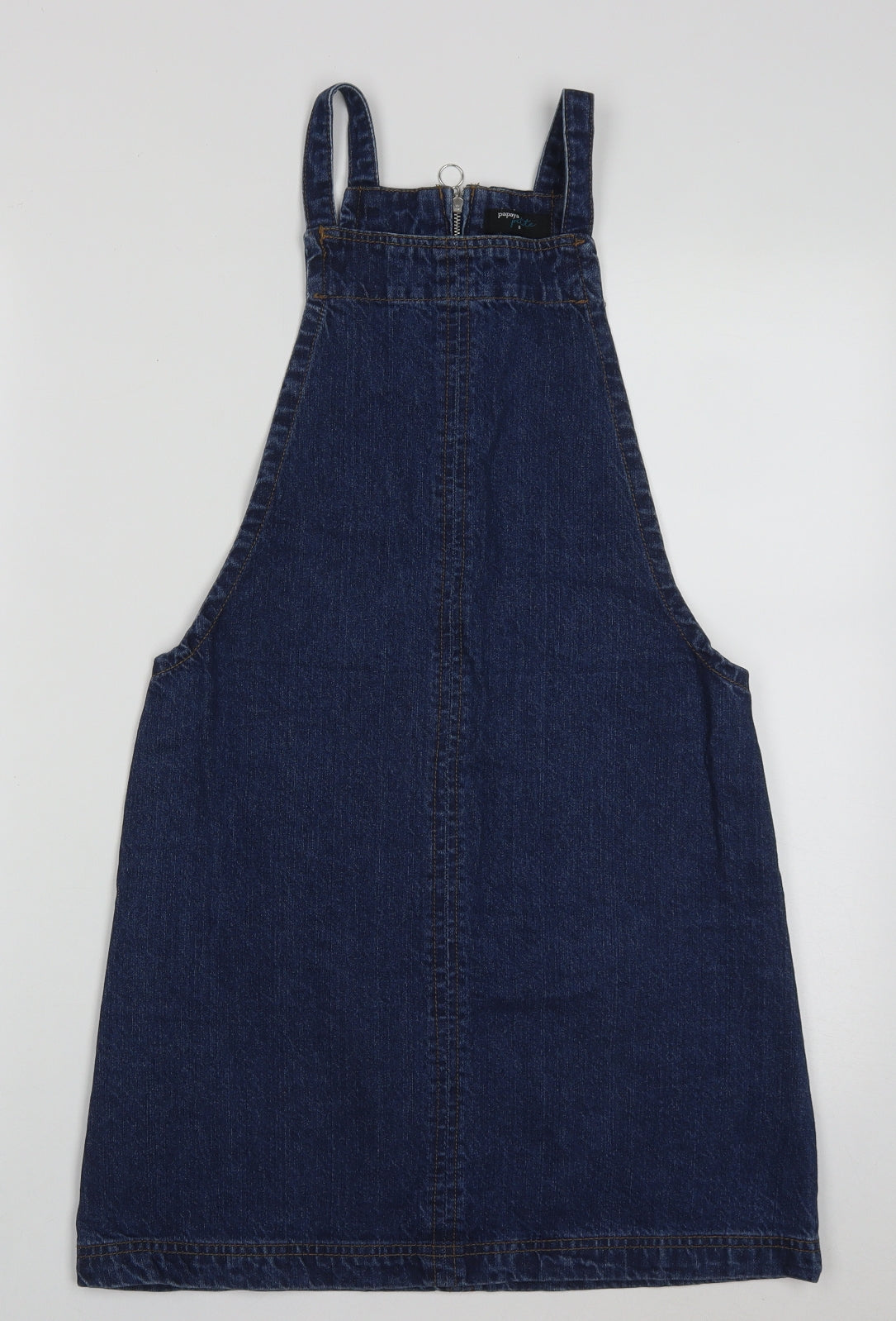 Papaya Womens Blue  Cotton Pinafore/Dungaree Dress  Size 8  Square Neck Zip