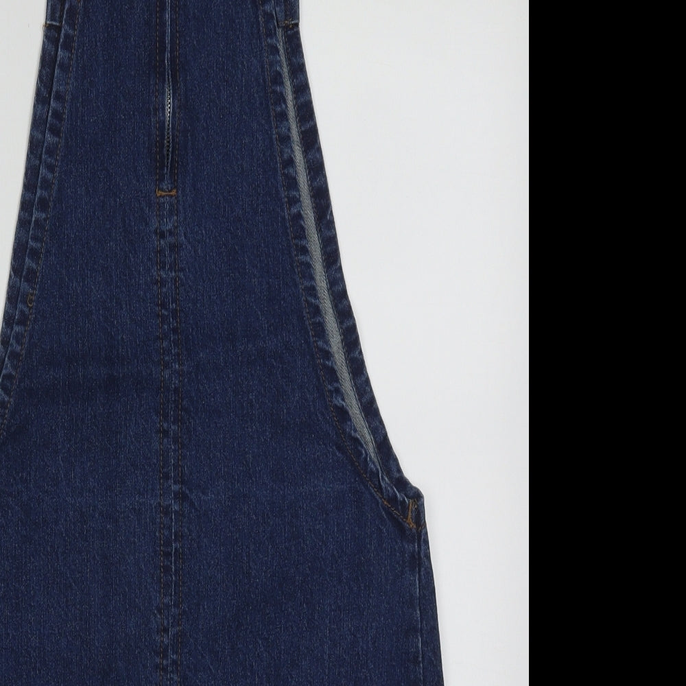 Papaya Womens Blue  Cotton Pinafore/Dungaree Dress  Size 8  Square Neck Zip
