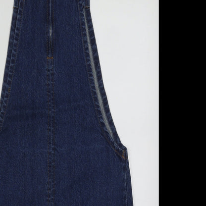 Papaya Womens Blue  Cotton Pinafore/Dungaree Dress  Size 8  Square Neck Zip