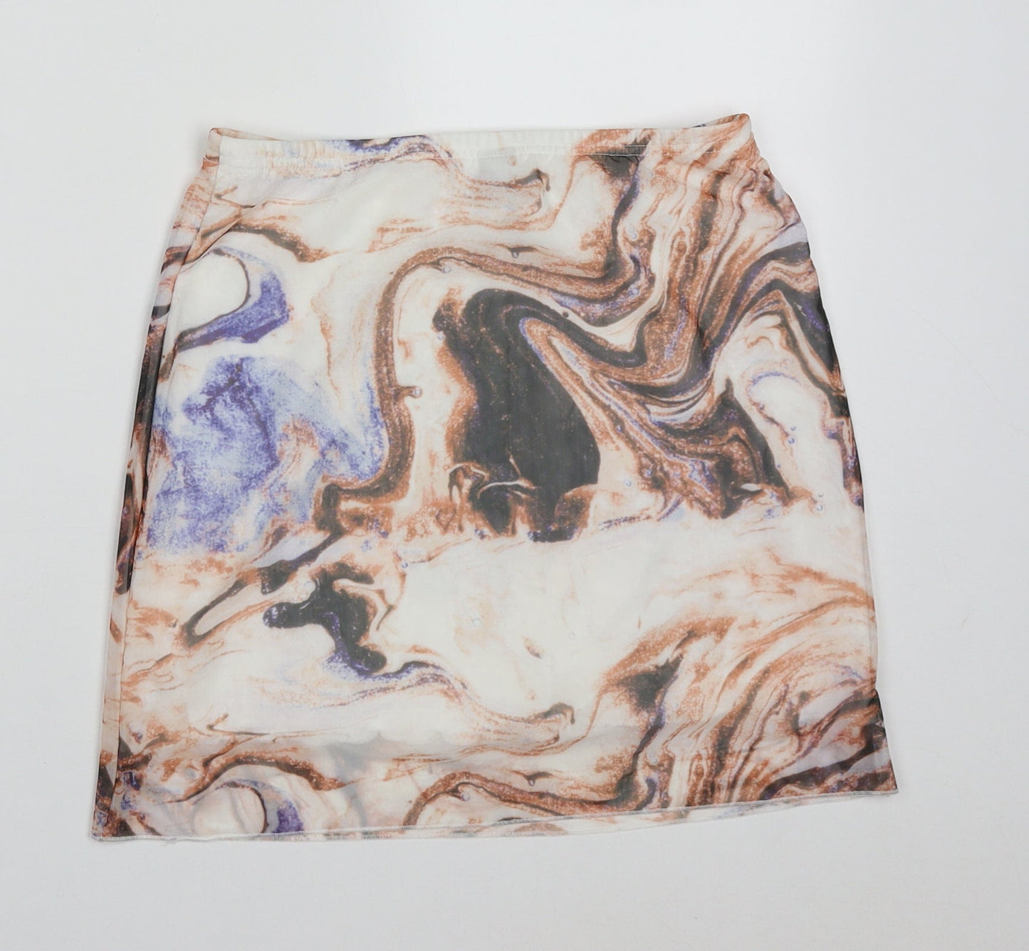 SheIn Womens Orange Geometric Polyester A-Line Skirt Size S