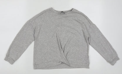 Marks and Spencer Girls Grey Crew Neck  Viscose Pullover Jumper Size 10-11 Years  Pullover - crop jumper