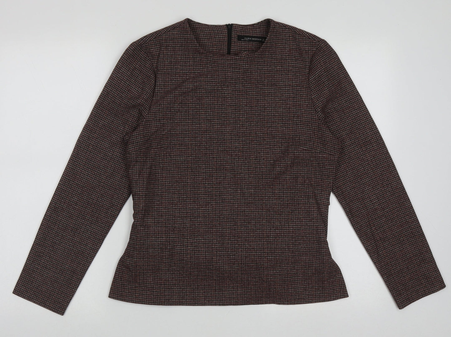 zaar Womens Purple Crew Neck Check Polyester Pullover Jumper Size L