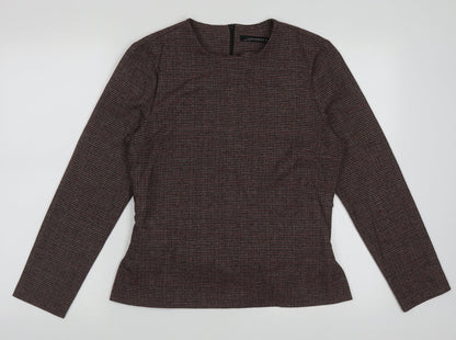 zaar Womens Purple Crew Neck Check Polyester Pullover Jumper Size L