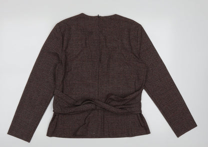 zaar Womens Purple Crew Neck Check Polyester Pullover Jumper Size L
