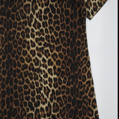 Peacocks Womens Brown Animal Print Polyester A-Line  Size 14  Crew Neck Pullover