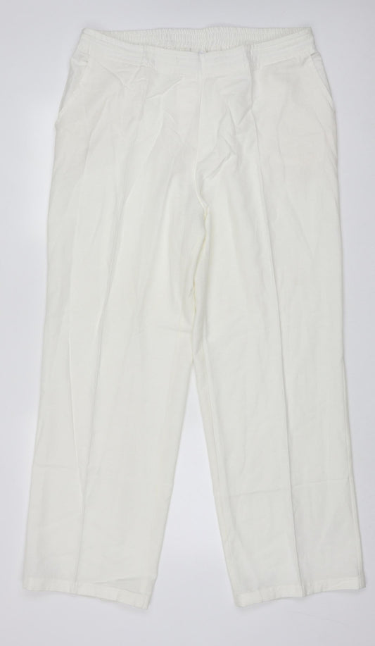 being casual Womens White  Cotton Trousers  Size 18 L30 in Regular