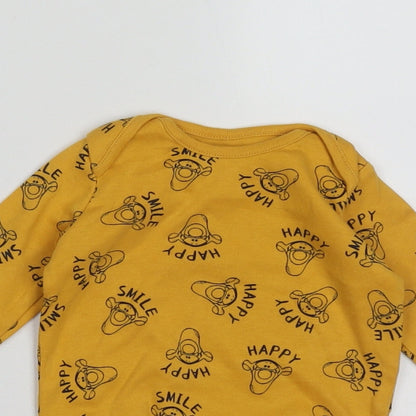F&F Baby Yellow Geometric Cotton Babygrow One-Piece Size 6-9 Months  Buckle - tiger