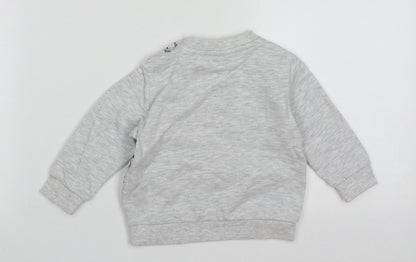 f&Fq Baby Grey  Cotton Pullover Jumper Size 3-6 Months  Buckle - mickey mouse
