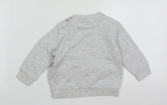 f&Fq Baby Grey  Cotton Pullover Jumper Size 3-6 Months  Buckle - mickey mouse