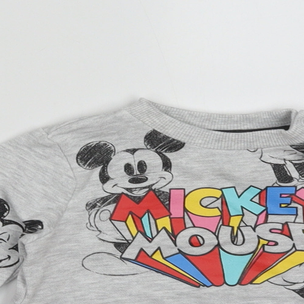 f&Fq Baby Grey  Cotton Pullover Jumper Size 3-6 Months  Buckle - mickey mouse