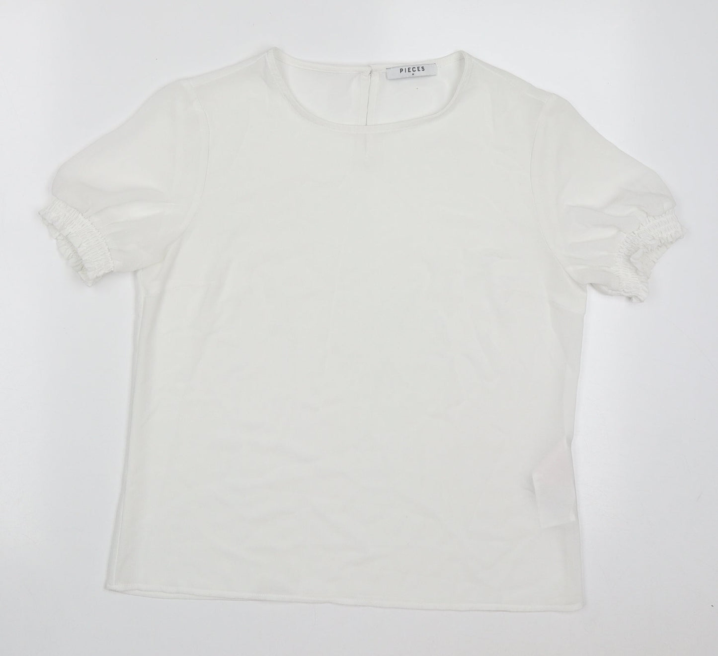 Womens UK Size M Pieces White Basic T-Shirt