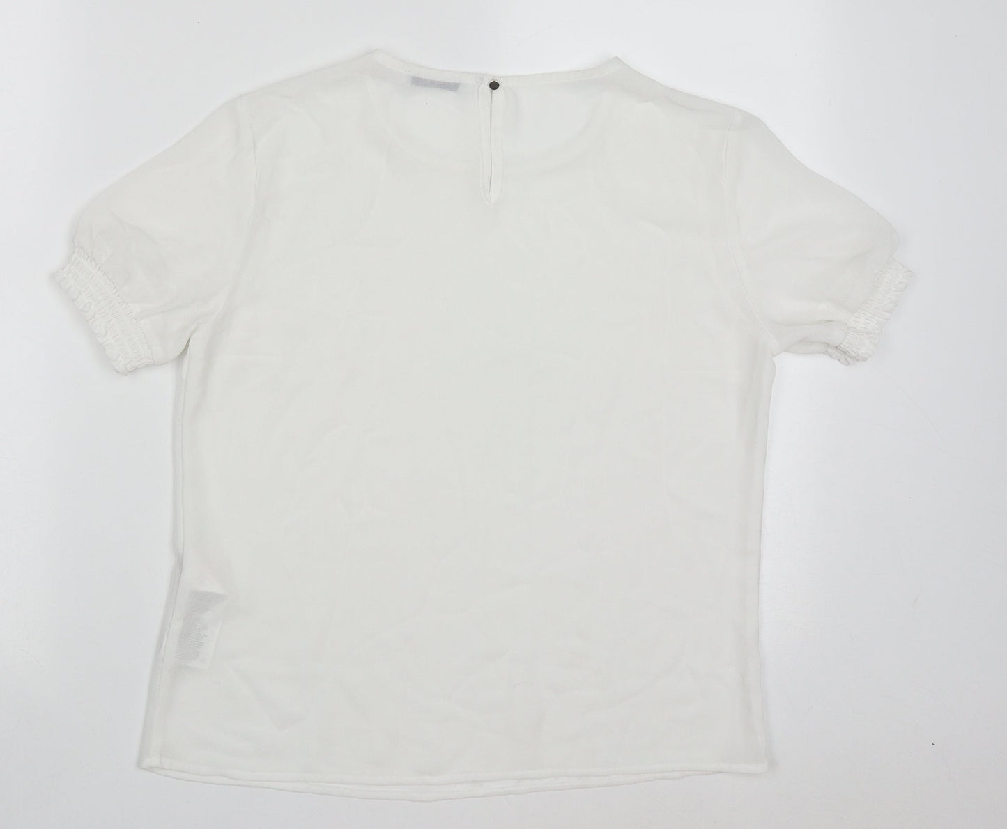 Womens UK Size M Pieces White Basic T-Shirt
