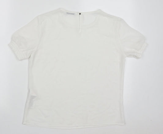 Womens UK Size M Pieces White Basic T-Shirt