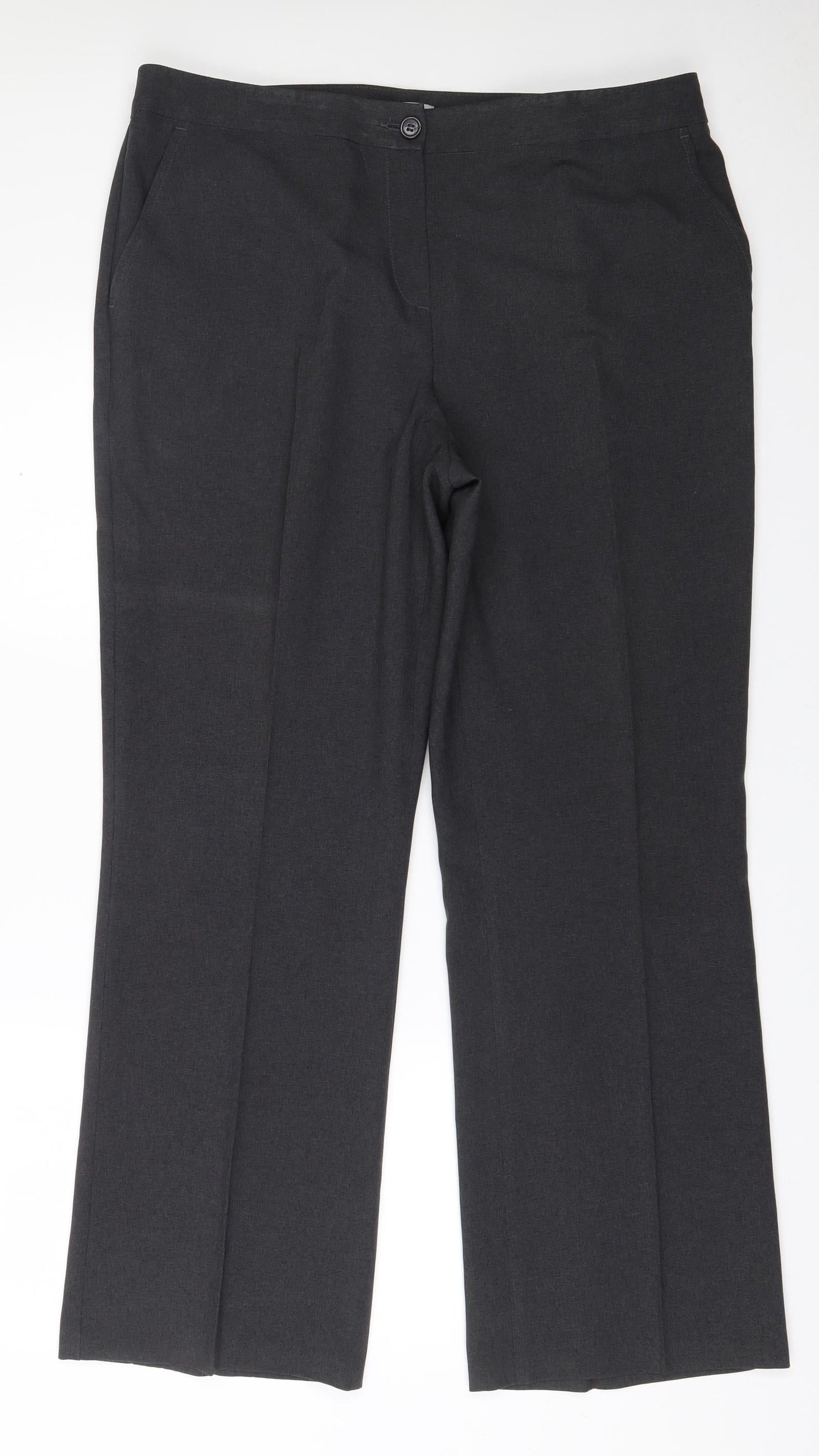 Womens UK Size 18 Marks and Spencer Regular Fit Dress Pants Grey Trousers